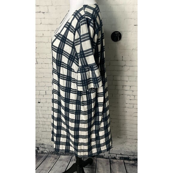 Madewell Blue White Plaid Ruffle Sleeve Babydoll Dress Popover Mini Size 12 - Picture 3 of 14